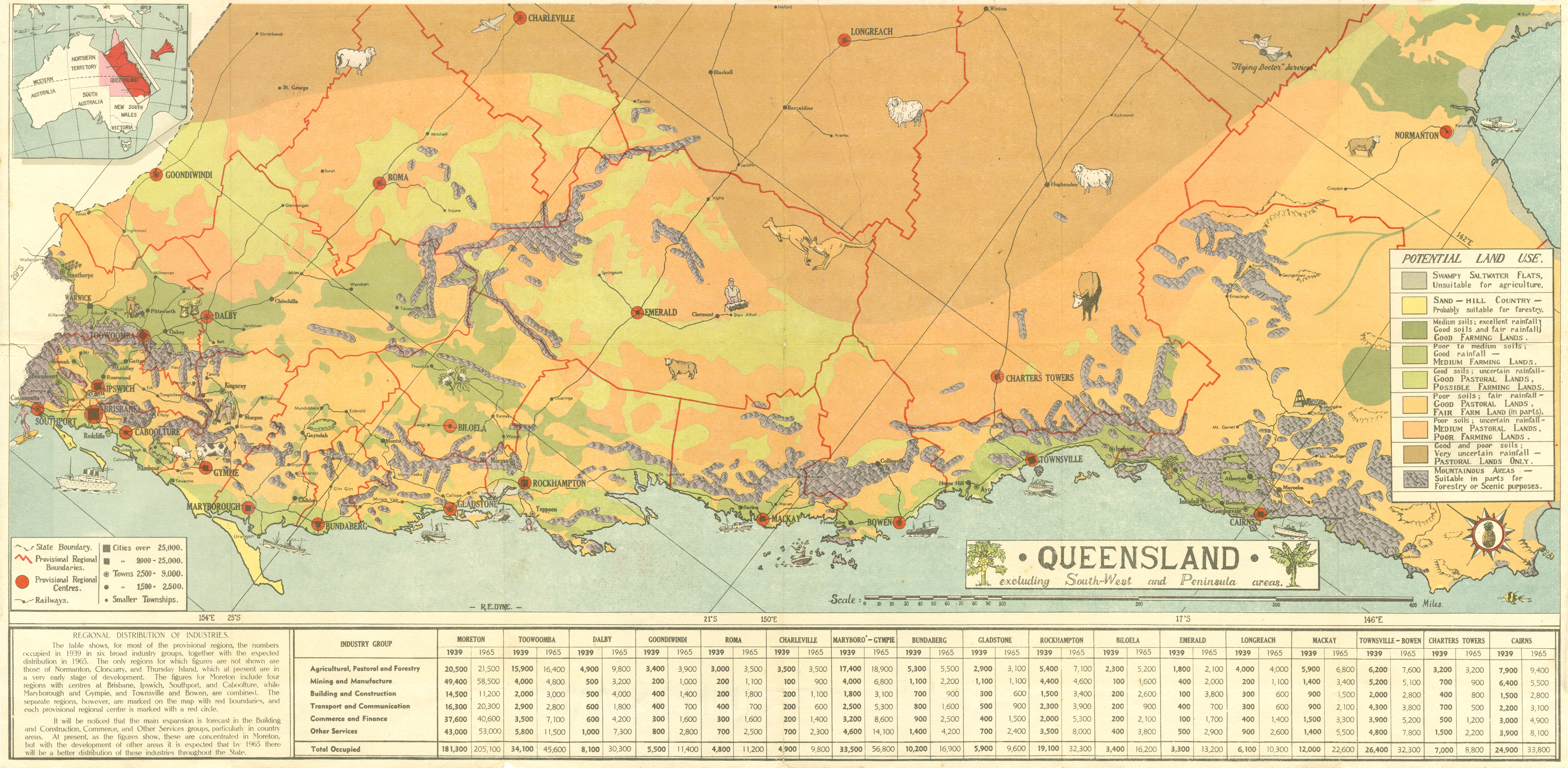 1945 Queensland Land Use Map Queensland Historical Atlas